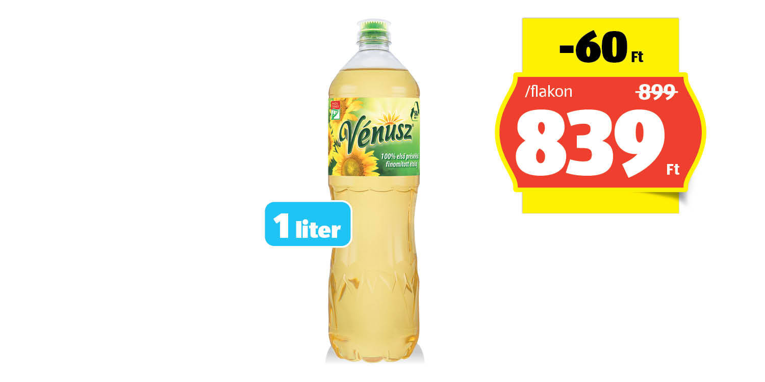 VÉNUSZ Napraforgó-étolaj, 1 l/flakon