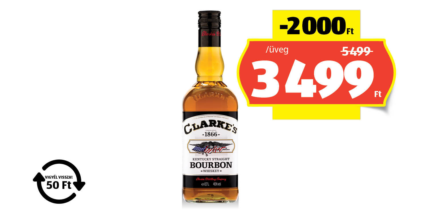 CLARKE’S Bourbon whiskey, 0,7 l/üveg
