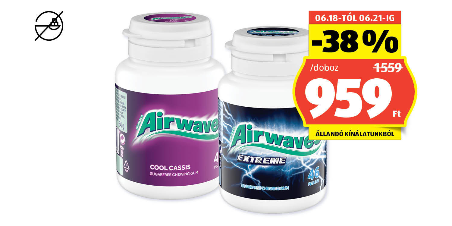 WRIGLEY’S Airwaves dobozos rágógumi, 64 g/doboz