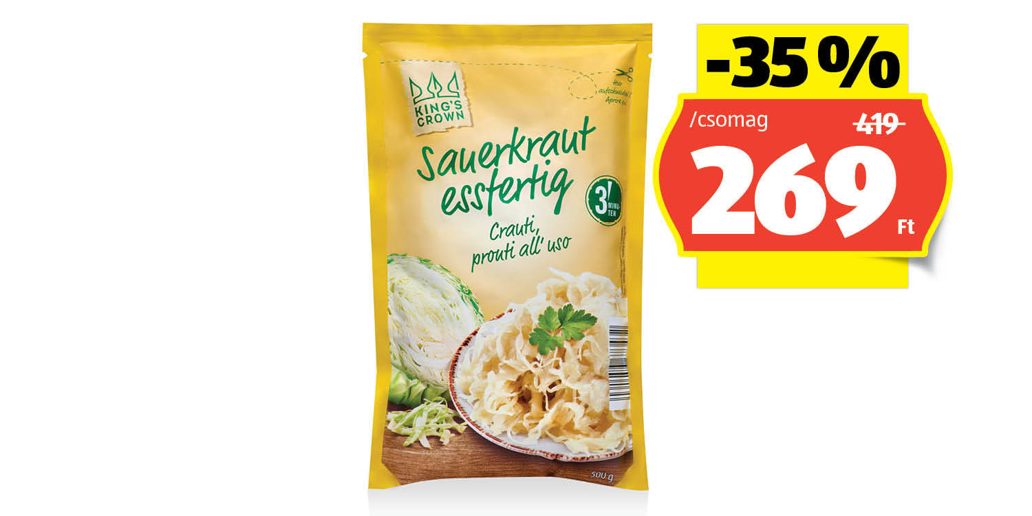 KING’S CROWN Savanyú káposzta, 500 g (450 g)/csomag