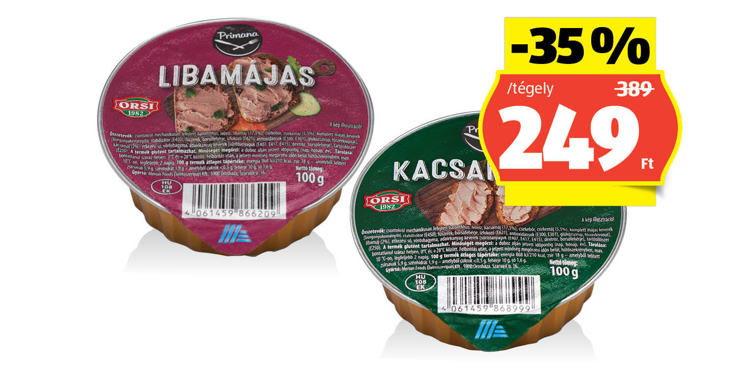 PRIMANA Kacsa- vagy libamájas, 100 g/tégely