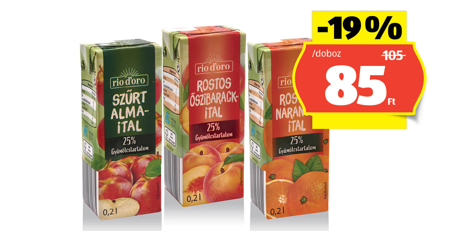 RIO D’ORO Gyümölcsital, 200 ml/doboz