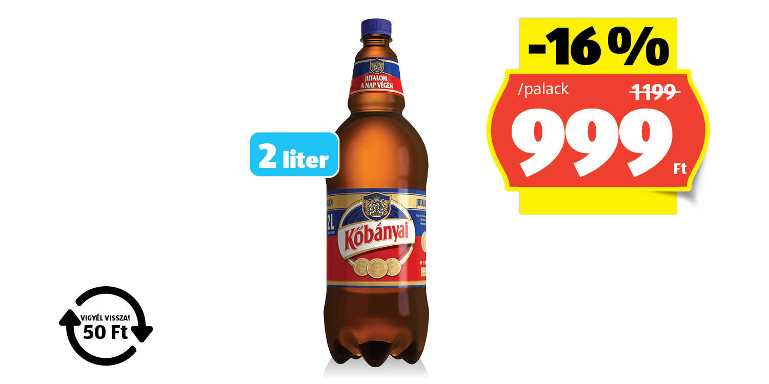 KŐBÁNYAI Világos sör, 2 l/palack