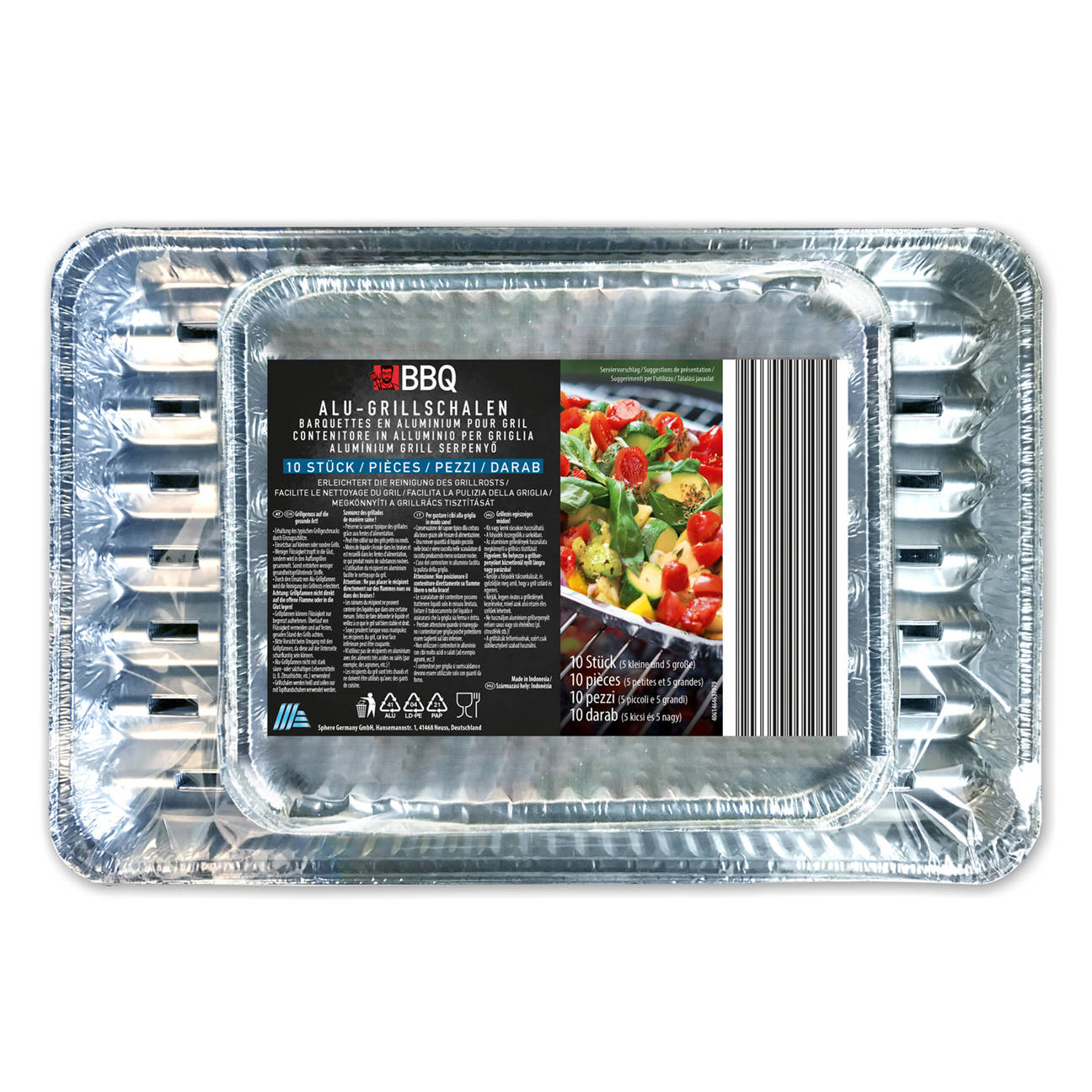 Grillschalen eckig, 10-teilig