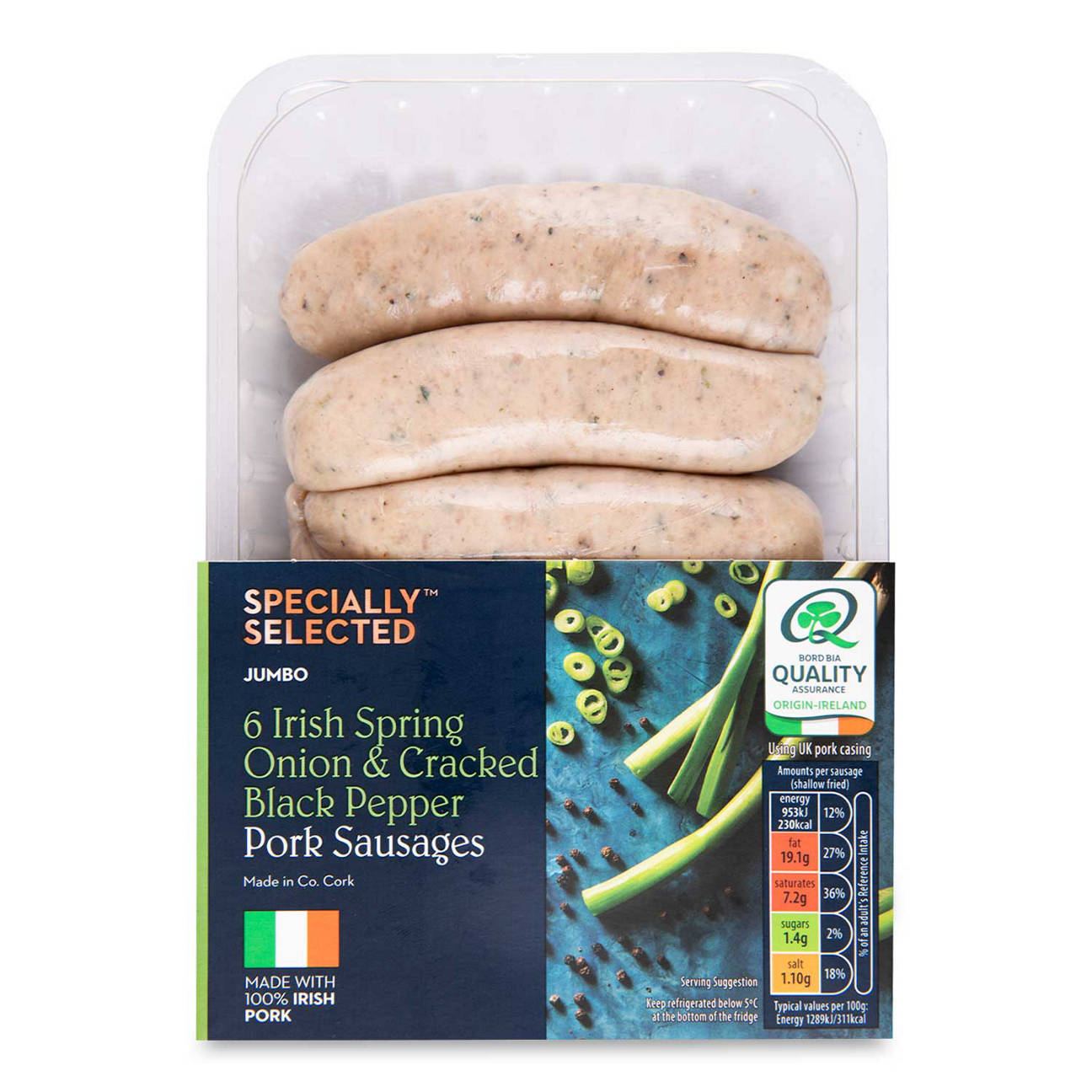 Irish Spring Onion & Cracked Black Pepper Pork Sausages 6 Pack | ALDI IE