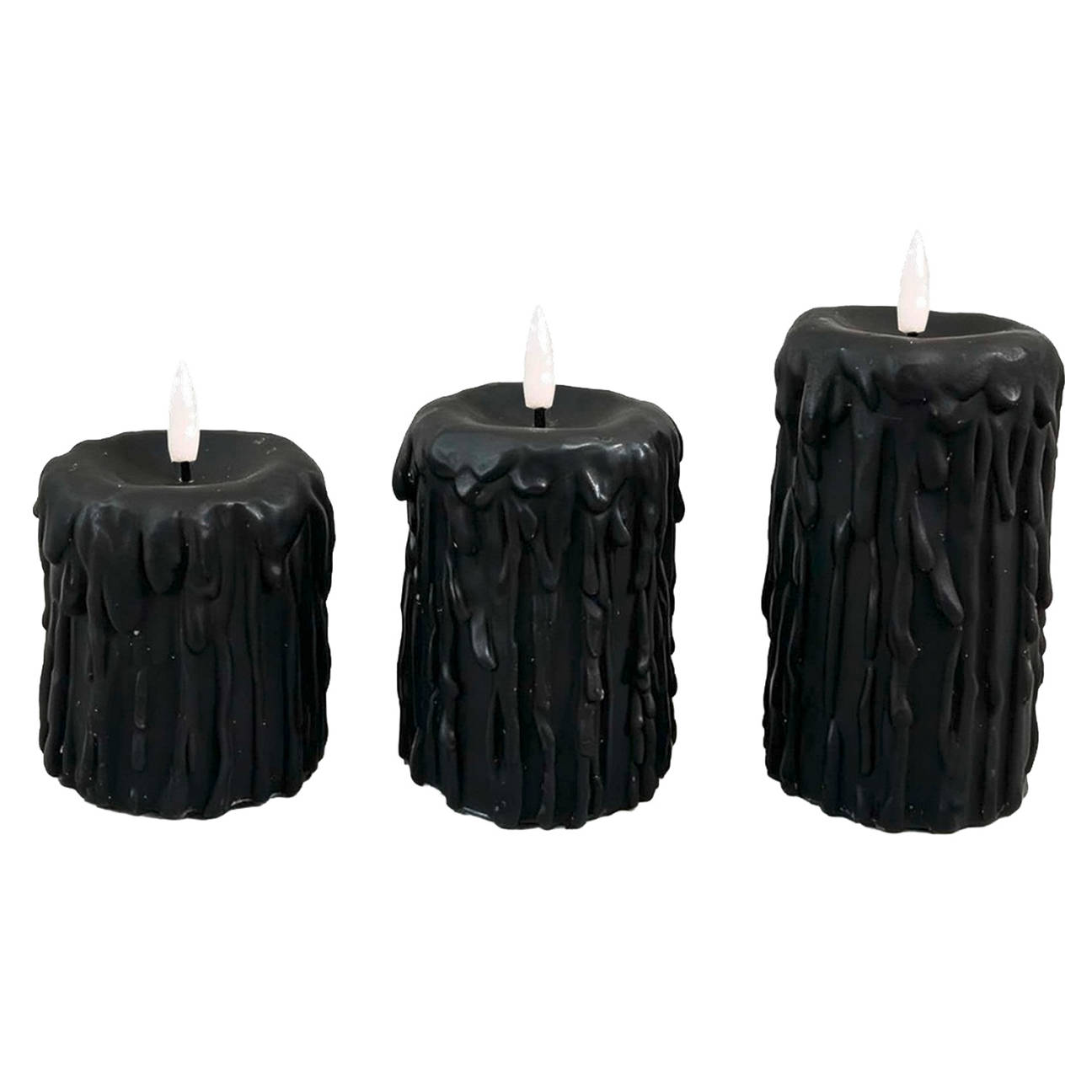 LED-Kerzen oder Hexenhut-Lichterkette, Tropfende Kerze, Schwarz