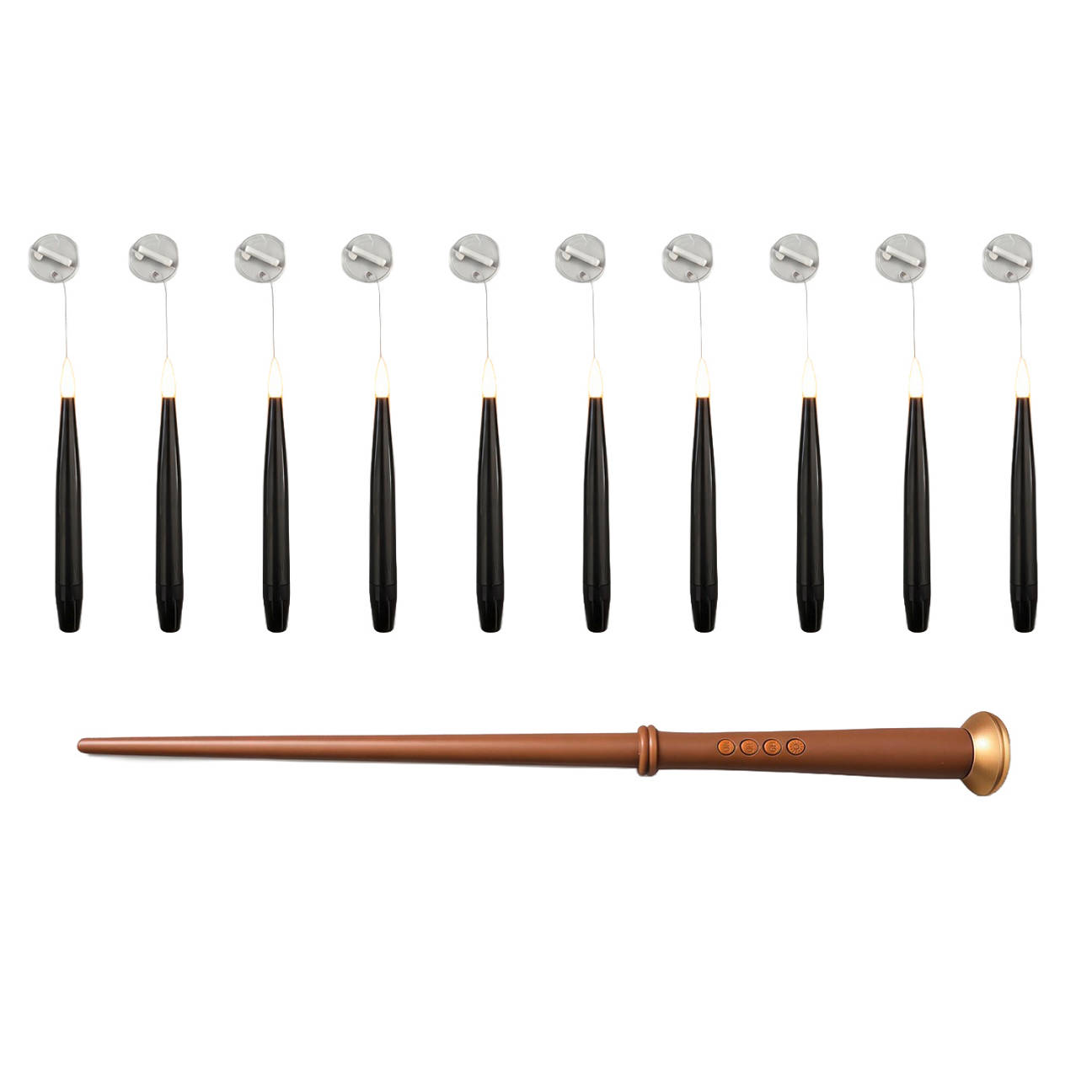 LED-Kerzen oder Hexenhut-Lichterkette, Schwebende Kerze, Schwarz