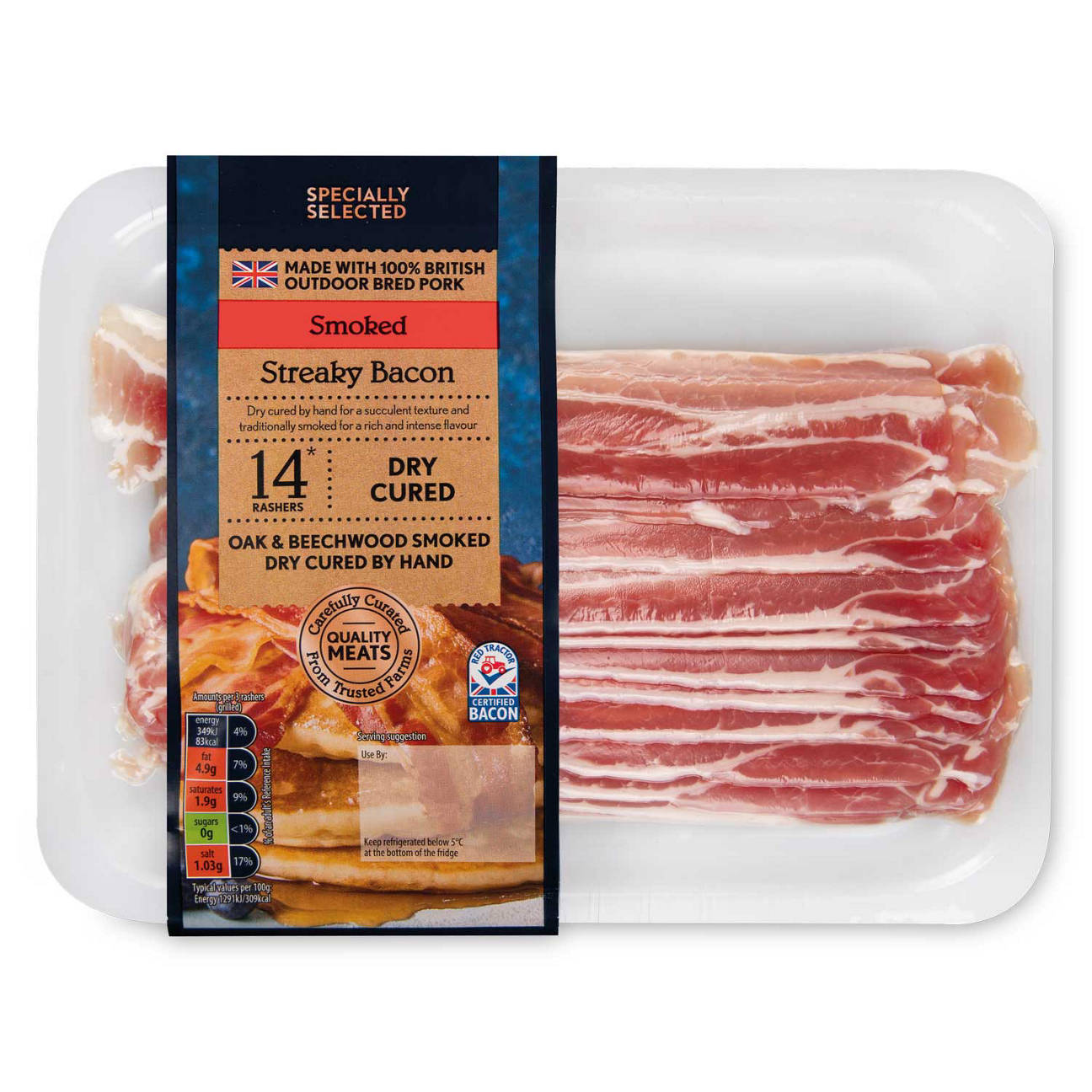 100% British Pork Dry Cured Smoked Streaky Bacon 14 Pack | ALDI UK