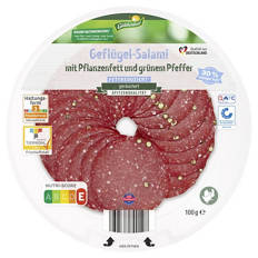 Fettreduzierte Geflügelsalami 100 g, Pfeffer