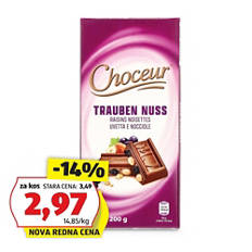 Čokolada, lešnik in rozine