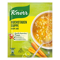 Trio de soupes en sachet, lettres