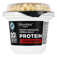 Strawberry Flavoured Protein Yogurt with White Chocolate Balls