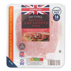 British Dry Cured Oak Smoked Ham Family Pack 14 Slices