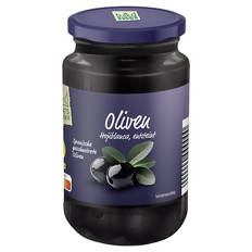Oliven entsteint 160 g, Schwarze Hojiblanca
