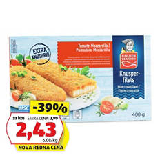 Hrustljavi ribji fileji, paradižnik-mocarela