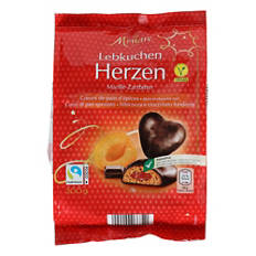 Lebkuchenherzen mit Aprikosenfruchtfüllung, Zartbitter
