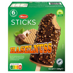 Stieleis Schoko Sticks, Haselnuss 432 ml