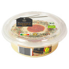 Bio-Hummus mit Topping 175 g, mit Paprika-Dip