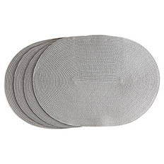 Geflochtene Platzsets 4er-Set, oval, Hellgrau