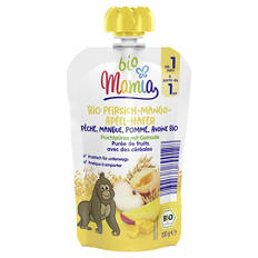 Bio-Quetschbeutel 100 g, Apfel-Mango-Pfirsich-Hafer
