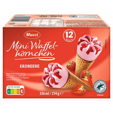 Mini-Waffelhörnchen 336 ml, Erdbeere