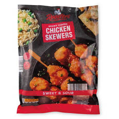 Sweet and Sour Coated Chicken Skewers