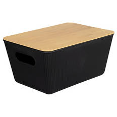 Bambus Badaccessoires, Korb Groß, Schwarz