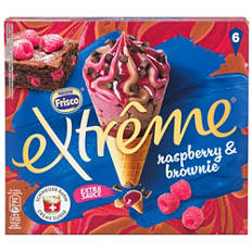 Cornet Extreme, framboise & brownie
