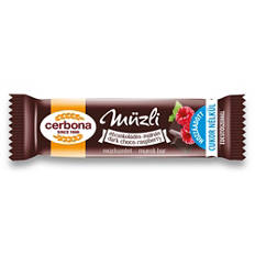 Müzliszelet, étcsokoládés-málnás, 20 g