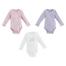 Baby Body 3er-Set, Weiß/Pink/Lila, 62/68