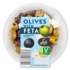 Pitted Green & Black Olives With Feta