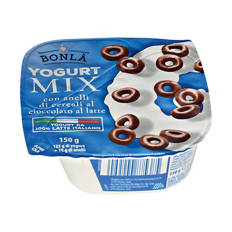 Yogurt mix bianco con anelli al cioccolato