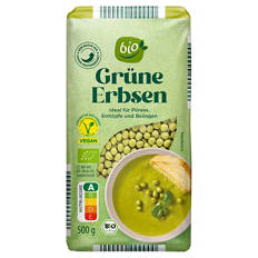 Bio-Hülsenfrüchte 500 g, Grüne Erbsen
