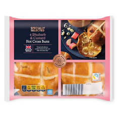 Rhubarb & Custard Hot Cross Buns 4 Pack