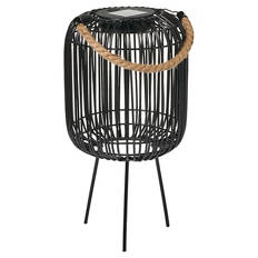 Solar-Geflechtlaterne, Oval, Schwarz