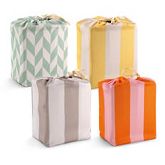 Pouf gonflable, rayures grèges