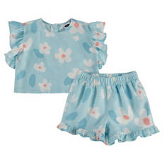 Kinder-/Kleinkinder gewebtes Set, Blau Blume, 98/104