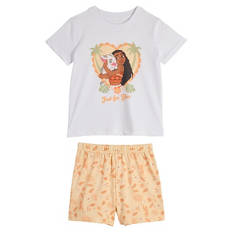 Kinder Shorty-Pyjama, Vaiana, Weiß All-Over-Print, 98/104