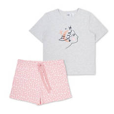 Metallic Pyjama, grau/koralle, S 36/38