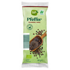Bio-Gewürze im Nachfüllbeutel 60 g, Pfeffer schwarz ganz