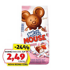 Miške iz mlečne čokolade, z jagodno kremo