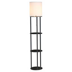 Stehleuchte mit Regal, Schwarz