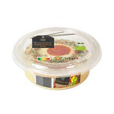 Bio-Hummus mit Topping 175 g, mit Paprika-Dip