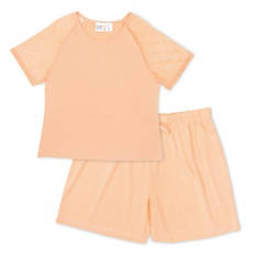 Pyjama mit Spitze, Pfirsich, S 36/38