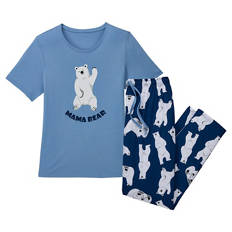 Damen Pyjama, blau, S 36/38