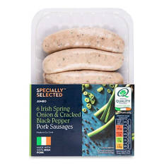 Irish Spring Onion & Cracked Black Pepper Pork Sausages 6 Pack