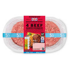 British Reduced Fat* Beef Quarter Pounders 5% Fat 4 Pack