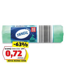 Vrečke za smeti brez vrvice, 60 l