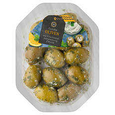 Olivenvariationen 100 g, Oliven mit Frischkäse-Zitrone
