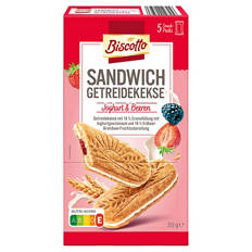 Sandwich Getreidekekse 253 g, Erdbeer-Joghurt